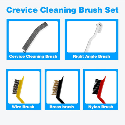 Crevice Cleaning Brush 9-Pack - Heavy Duty Hard Bristle Gap Brush for Deep Cleaning - Ultra-Thin Window Track Cleaning Tool for Shower Grout