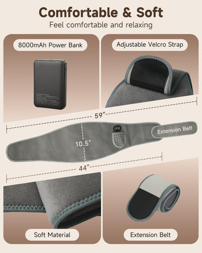 Cordless Heating Pad with Massager for Back Pain Relief, Portable Wearable Heat Belt for Lower Back 8000mAh Rechargeable Wireless Electric with 3 Heat 3 Vibration, Gifts for Women Men Mom Dad Seniors