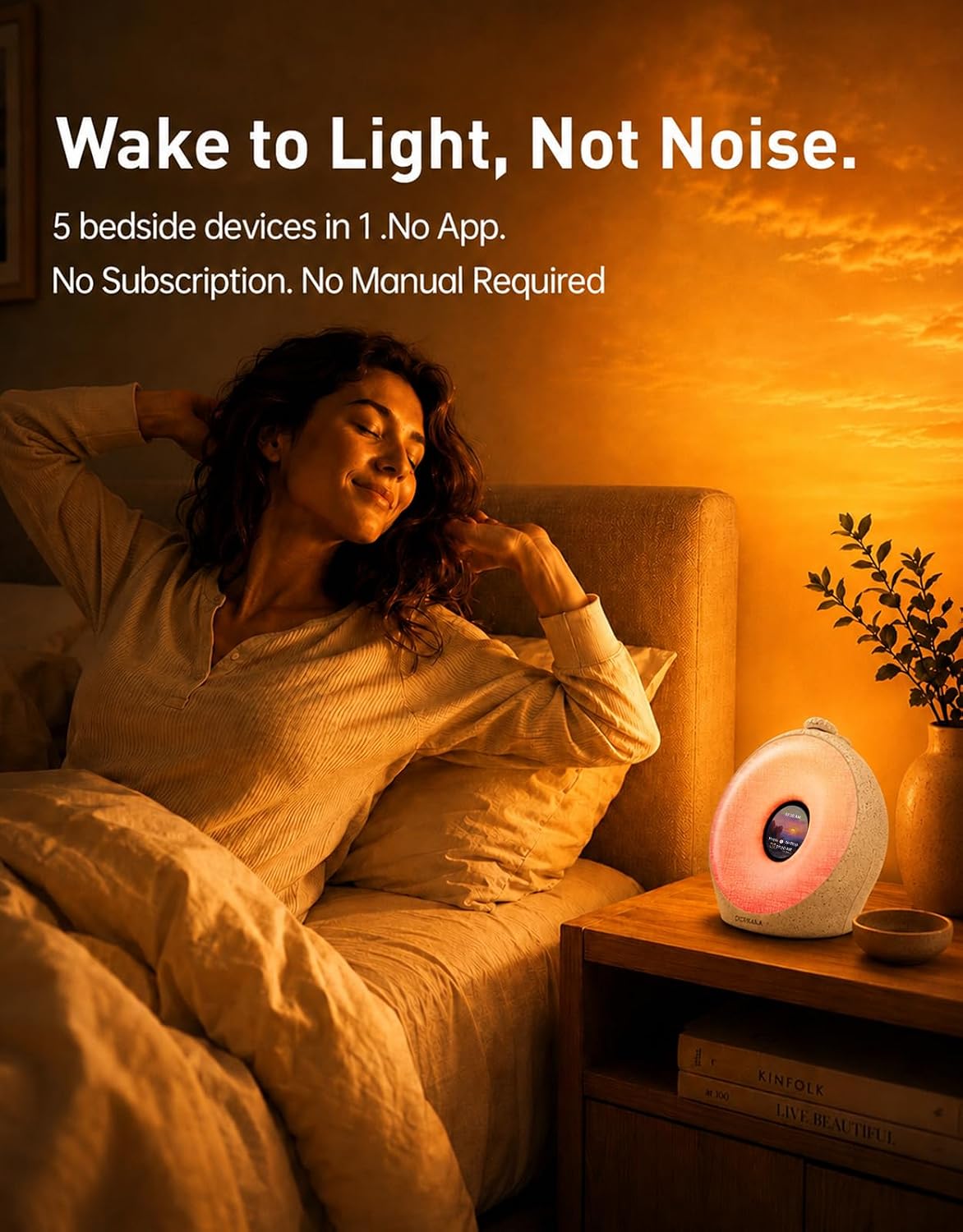 Dekala Sunrise Alarm Clock with Pulse Wake, 7-Day Programmable 4 Loud Alarm