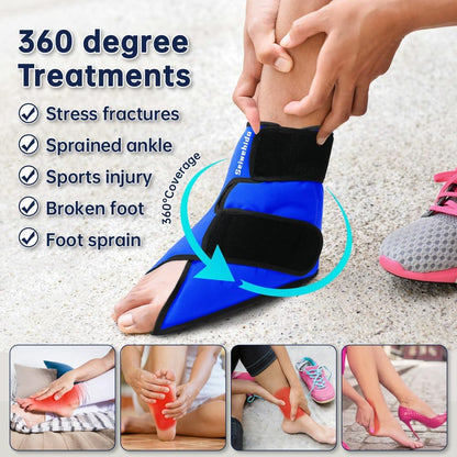 Ankle Ice Pack Wrap for Heel Swelling Pain Relief Reusable Gel Hot Cold Compress for Achilles Tendonitis Plantar Fasciitis, Post-Surgery, Sports Injury(1pcs,Blue)