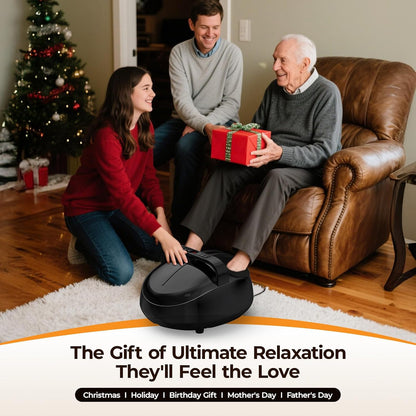 Foot Massager with Heat, 4 Modes & Vibration & Compression & Rolling for Feet Toes Relief, Electric Shiatsu Foot Massager with Remote, Fits Up to Men's Size 12, Gift for Women Men Father's Day