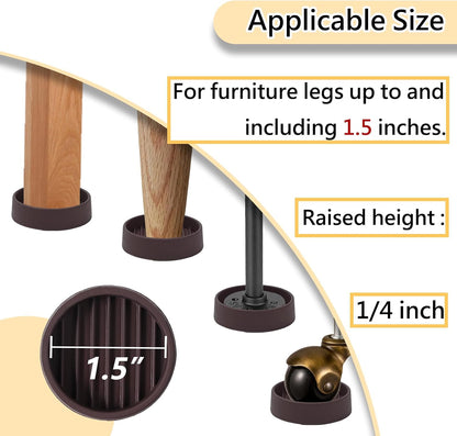 Jayen Rubber Furniture Caster Cups, Non-Slip Round Furniture Pads, 1.5" | Inner & Outer Anti-Slip Texture Helps Keep Beds and Couches from Sliding While Protecting Hardwood, Tile & Other Floors