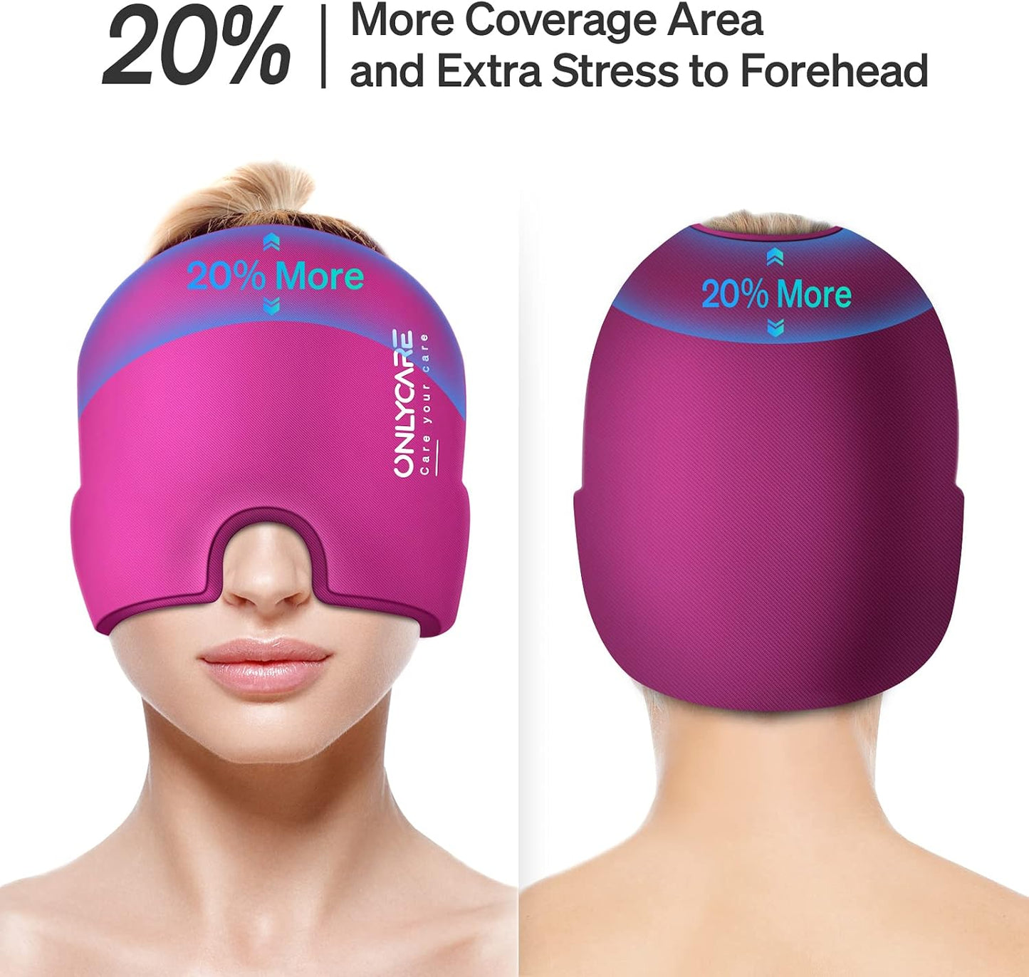ONLYCARE Migraine Relief Cap, Headache Relief Cold Cap for Migraine Relief | Soothing Headache Ice Face Pack Mask, Cold Compress Head Wrap for Sinus, Tension, Stress, Hangover, Self Care Gifts for Women