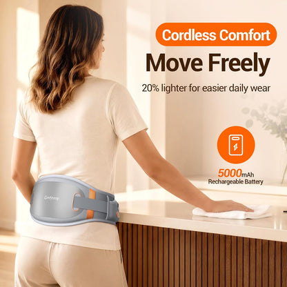 Comfytemp Cordless Heating Pad for Lower Back with Massager Lightweight | Graphene Far Infrared Portable Back Massager, Wearable Rechargeable Heated Waist Belt Wireless, 3 Heat 3 Vibration 30mins Off
