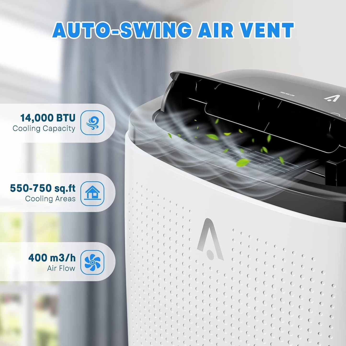 Garvee 14,000 BTU Portable Air Conditioner, 3-in-1 Portable AC for Rooms | Fast & Quiet Cooling for Rooms up to 750 Sq.Ft, Remote Control, LED Display Panel, Included Easy Install Window Kit