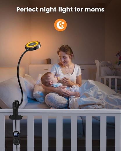 Glocusent 72 LED Desk Lamp, Bed Lamp with Amber Ring& Amber Mode | 3 Colors & 5 Brightness, 2.75" Clamp & 30Min Timer, USB Powered with Remote, Clamp Light for Headboard/Dorm/Bunk/Work/Craft