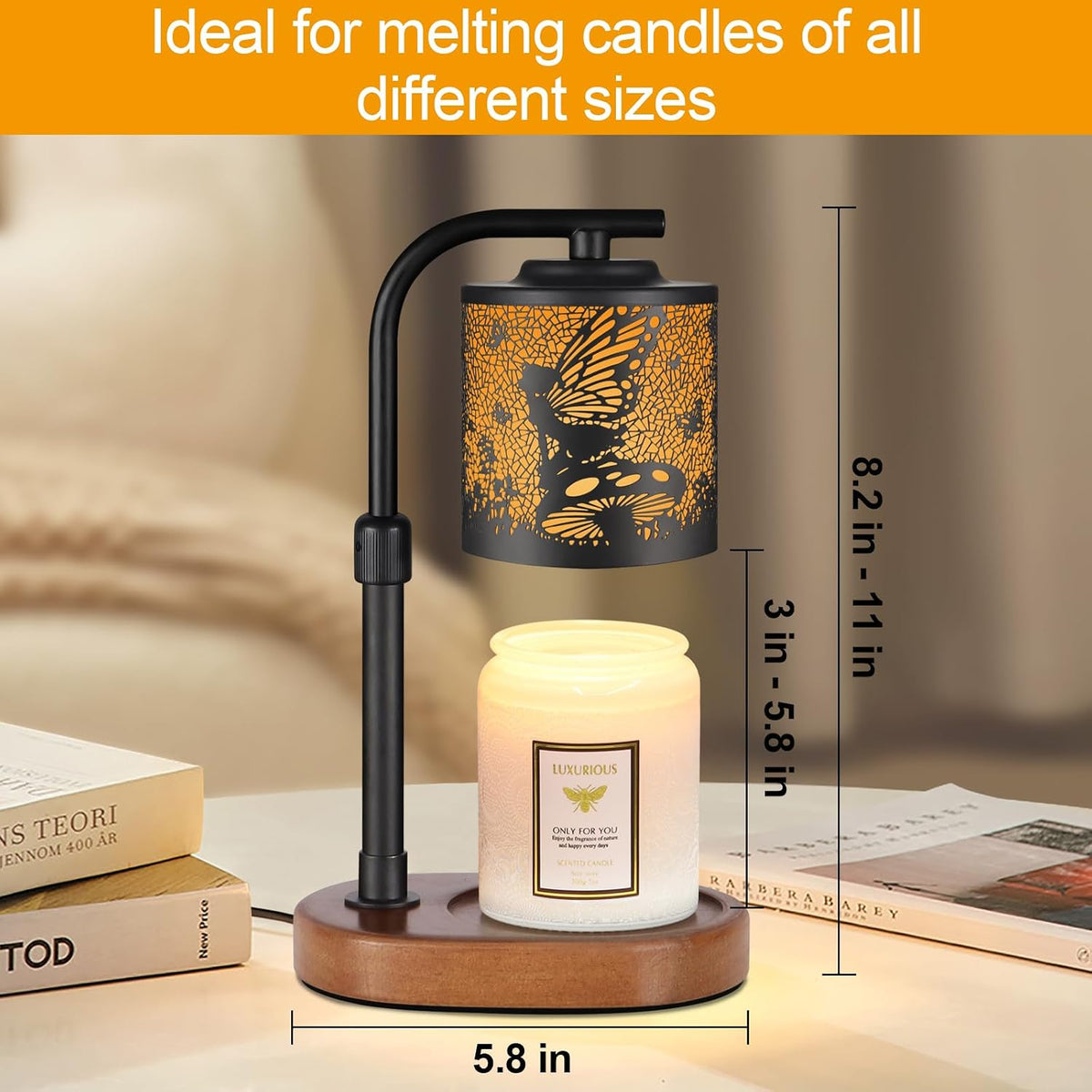 kobodon Candle Warmer Lamp with Timer Dragonfly Electric Candle Lamp Warmer