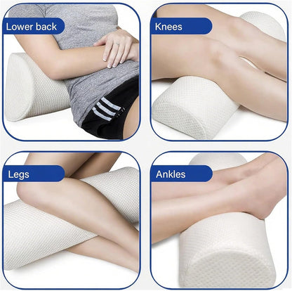 2 Pack Half Moon Bolster Pillow for Legs, Knees, Lower Back.Semi Roll Round Pillow for Ankle and Foot Comfort, Head Neck Spine Hip Pain Relief,Machine Washable Cover