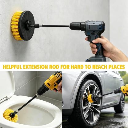 18 Pack Drill Brush Attachment Set, Power Cleaning Scrub Brushes for Drill, Extend Long Attachment, All Purpose for Car Detailing, Bathroom, Carpet, Tile Grout, Sinks, Corners