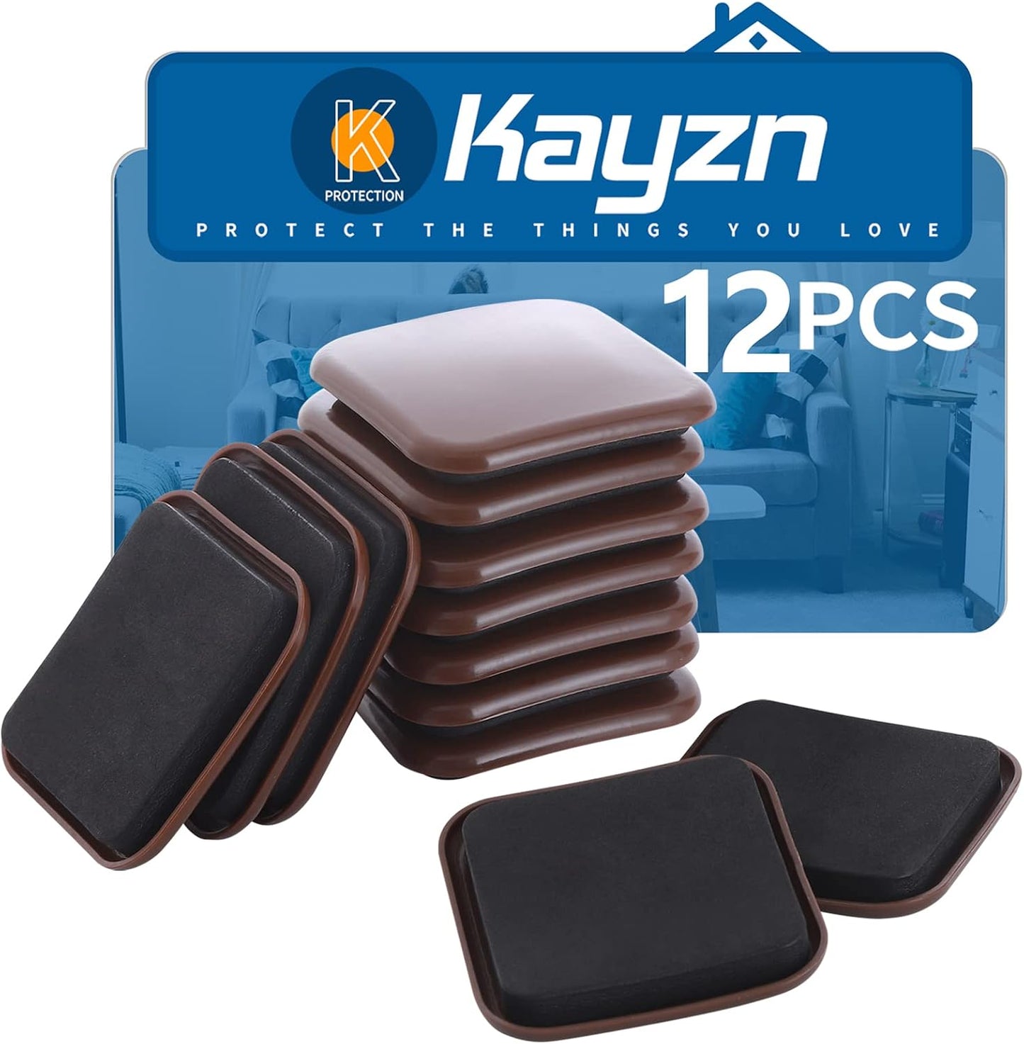 Furniture Sliders, 8pcs 4.7 inch Square Sliders for Furniture on Carpet, Heavy Duty Furniture Movers Sliders - Protect The Surface of Carpet, Easily Move Any Items!