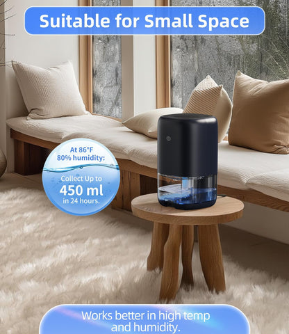 35 OZ Dehumidifier for Bedroom RV, Quiet with Auto Shut Off, Gold | 280 Sq.Ft Small Dehumidifiers for Home Bathroom Closet, 7 Color Light, 28dB Ultra Quiet, 35OZ Water Tank