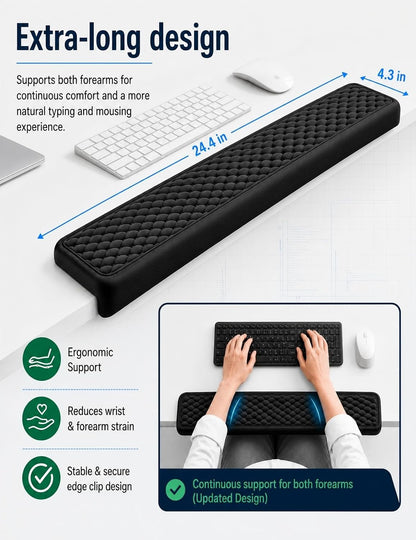 Vaydeer 2Pcs Elbow Rest Pad, L-Shaped Arm Rest Elbow Pad, Desk Edge Cushion, Ergonomic Memory Foam Wrist Rest Support Keyboard Mouse Padding for Palm Hand Office Computer Home Gaming Accessories-Black
