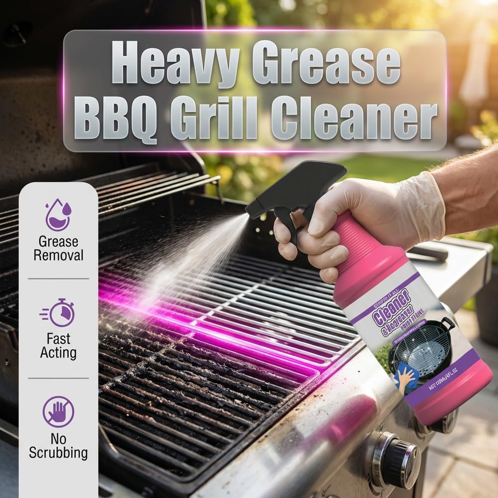 Fast Acting Heavy Duty Grill Degreaser Spray, Heavy Duty BBQ Grill Degreaser, Outdoor Grills Cleaner, For Kitchen Grates and Racks (1 PCS)