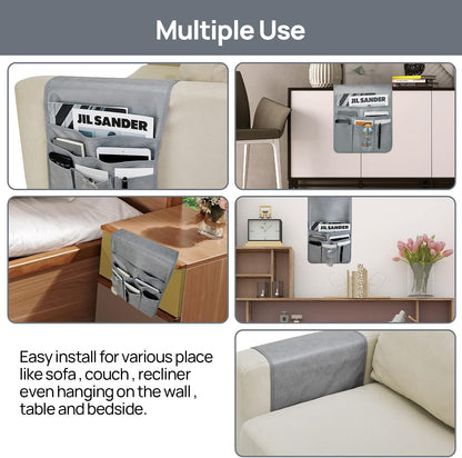 Teniux Remote Control Holder GRS Certified Armrest Organizer with 6 Pockets for recliner couch sofa, Recycled Material Armchair Caddy for Smart Phone, Book, Magazines, Ipad(Brown)