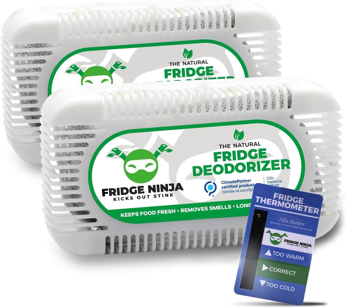 Fridge Ninja XL Pack Refrigerator Deodorizer, Fridge Odor Eliminator | Better than Baking Soda, Refrigerator & Fridge Smell Eliminator, Freezer Deodorizer Odor Eliminator for Refrigerators