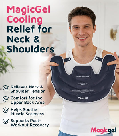 Magic Gel Ice Pack for Neck and Shoulders, Reusable Cervical Ice Pack Wrap for Neck Pain Relief, Flexible Gel Cold Pack for Shoulder Surgery Recovery, Rotator Cuff Injuries, Physical Therapy - Large