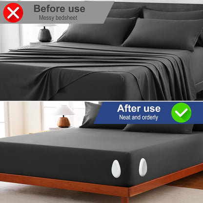 Bed Sheet Holders for Corners: 4 Pack Twist-Lock Clips Keep Sheets Tight Heavy-Duty Grippers Quick Install Fits All Mattresses（Grey）