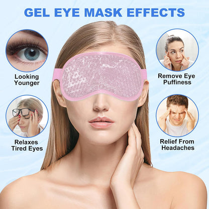 2Pack Cold Cooling Eye Mask, Reusable Hot Colder Therapy Gel Bead with Plush Backing for Puffiness Migraine Stress Relief Skin Care Dry Eyes