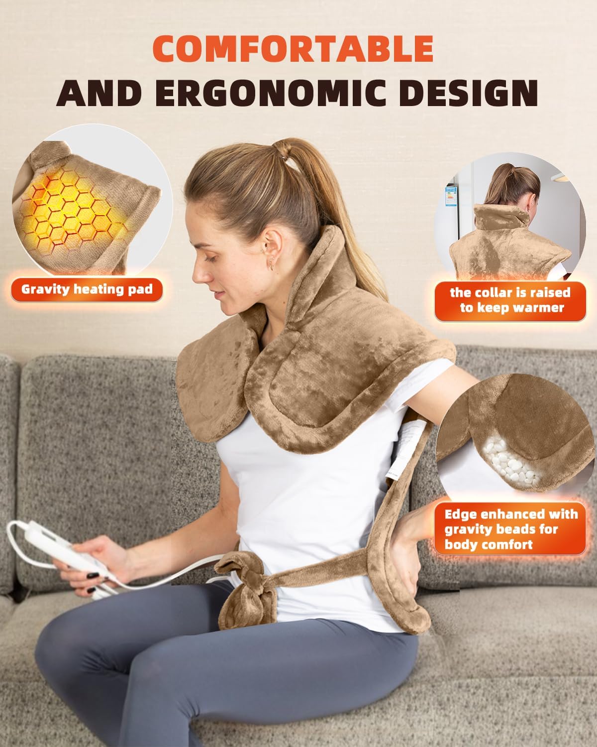 Graphene-Infused Heating Pad for Neck Shoulder and Back,Large Heating Pad for Women Men Dad, Weighted Electric Neck Shoulders Heat Pad for Pain Relief, ETL Certified