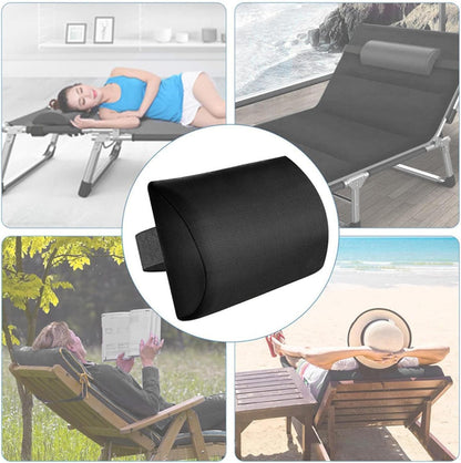 Chaise Lounge Neck Support Pillow with Adjustable Strap,Ergonomic Headrest Pillow Portable Bolster Cushion for Patio Backyard Beach Pool Garden Recliner (Black)