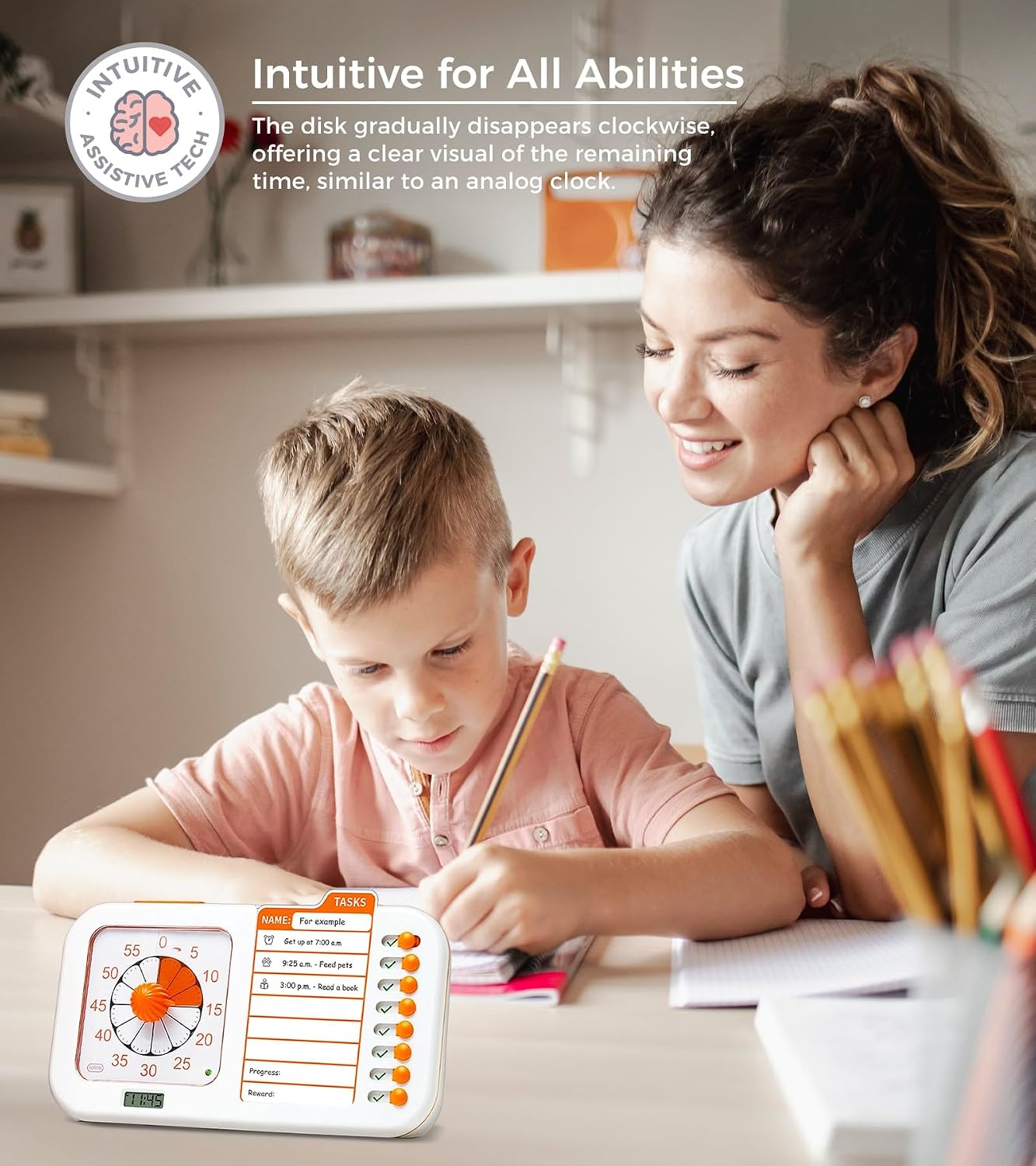 3-in-1 Visual ADHD Timer for Kids & Adults with Planning Board | Task Timer, Chore Chart & Visual Schedule Planner, Autism & ADHD Tools with Checklist for Homeschool Supplies, Home, School