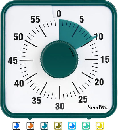 Secura Home 60-Minute Visual Timer, 7.5 Inch Oversize Countdown Timer Clock for Kids and Adults, Durable Mechanical Time Management Tool with Magnetic Backing （Sky Blue）