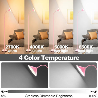 Yikuneng Dimmable LED Floor Lamp, Super Bright Reading Lamps Floor Standing lamp with Remote & Touch Control, Stepless Dimming & 2700K-6500K Color Temperature, for Living Room Bedroom Office, Black
