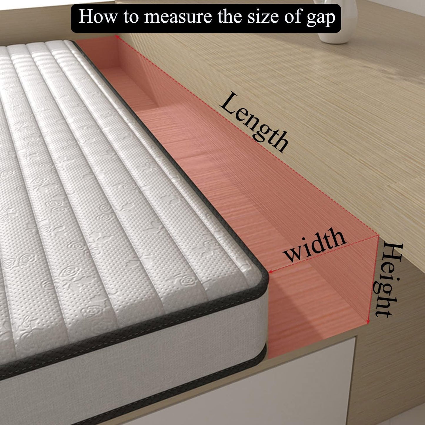 SAMTY Bed Gap Filler for headboard Space Gap Filler Bolster Stopper 54x6x4 | Full Bed, Closes Gaps Between Headboard And Mattress With Supportive Foam And Removable Washable Linen Cover