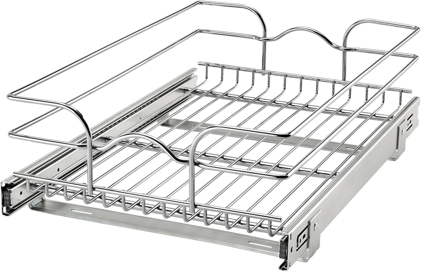 Rev-A-Shelf Pullout Organizer for Cabinets, Min Opening Width of 18" | STwo-Tier Steel Shelf for Kitchen or Vanity Cabinet Organization, Heavy Gauge Wire Slide Out Storage Basket, 5WB2-1822CR-1