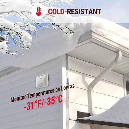TempPro TempAir 500 FT Indoor Outdoor Thermometer Wireless with Sensor | Large LCD Display, No Hub or App Required, Outside Thermometer & Cold-Resistant Sensor for Patio (Previously ThermoPro)