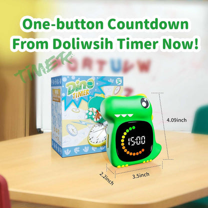 Pink Dinosaur Visual Timer for Kids, Girls Potty Training Timer | Color Countdown, Rechargeable, LED Screen, 99 Minute, Toddler, Children, Transition, 2-Min Toothbrush Setting, Hand Washing