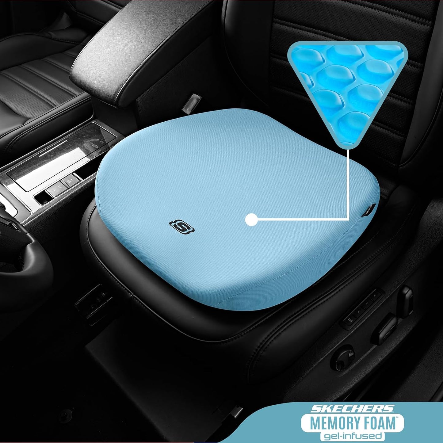 Skechers Seat Cushion Premium Gel & Memory Foam-Office Chair Cushion for Tailbone Pain Relief,Butt Pillow for Office Chair,Car seat Cushion,Long Sitting Office Workers,and Car Drivers,Black