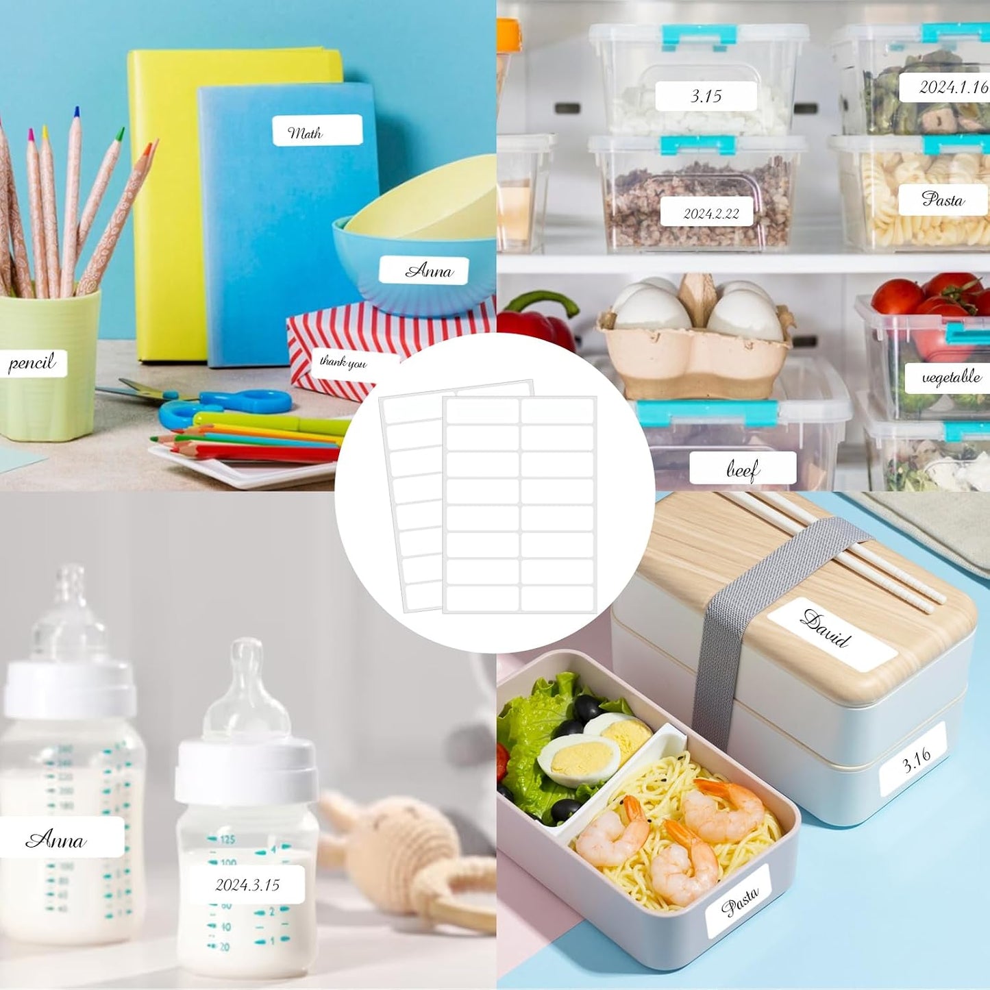 Removable Freezer Labels Stickers, 1 x 3 Inch Blank Removable Freezer Labels Food Storage Stickers, Date Label Waterproof Oil Resistant Easy Clean No Residue- 250 Sheets