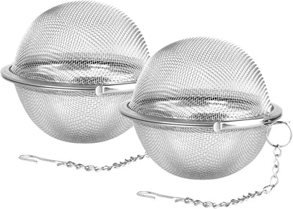 Fu Store 2pcs Stainless Steel Mesh Tea Ball 2.1 Inch Tea Strainers