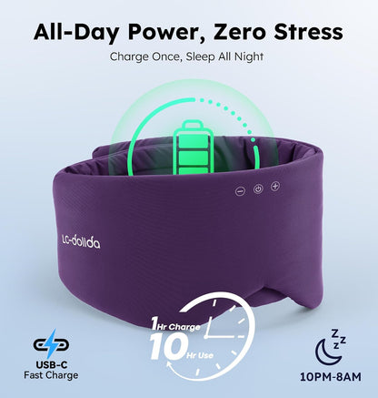 Luxury Bluetooth 5.4 Sleep Mask for Adults - Ice Fiber Cooling & HD Sound, 100% Light Blocking Adjustable Eye Cover for Travel & Side Sleepers - Soft Sleep Headphones with 10H Playtime