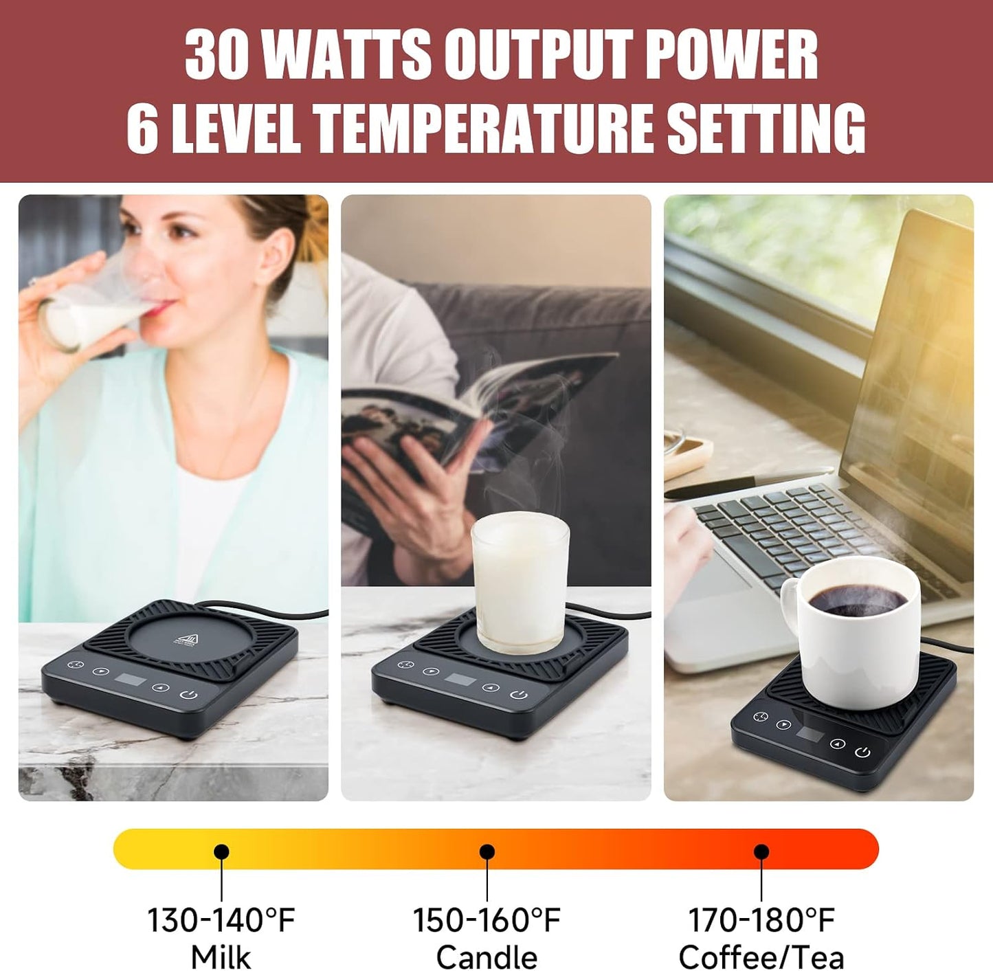 Mug Warmer - Electric Coffee Mug Warmer with Timer,Coffee Cup Warmer for Desk Auto Shut Off,Smart 6-Temperature Control, Coffee Accessories for Coffee Lovers, White | Coffee Cup Warmer for Desk Auto Shut Off,Smart 6-Temperature Control, Coffee