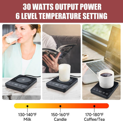 Mug Warmer - Electric Coffee Mug Warmer with Timer,Coffee Cup Warmer for Desk Auto Shut Off,Smart 6-Temperature Control, Coffee Accessories for Coffee Lovers, White | Coffee Cup Warmer for Desk Auto Shut Off,Smart 6-Temperature Control, Coffee