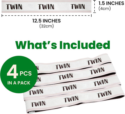 ECOHomes Bed Sheet Organizer Label Bands (King 4PCs Pack, Cream) | Storage Size Label Bands, Bed Sheets Set Organizers, Linen Closet Organization, Elastic Bedding Band, for Organizing Bedsheet