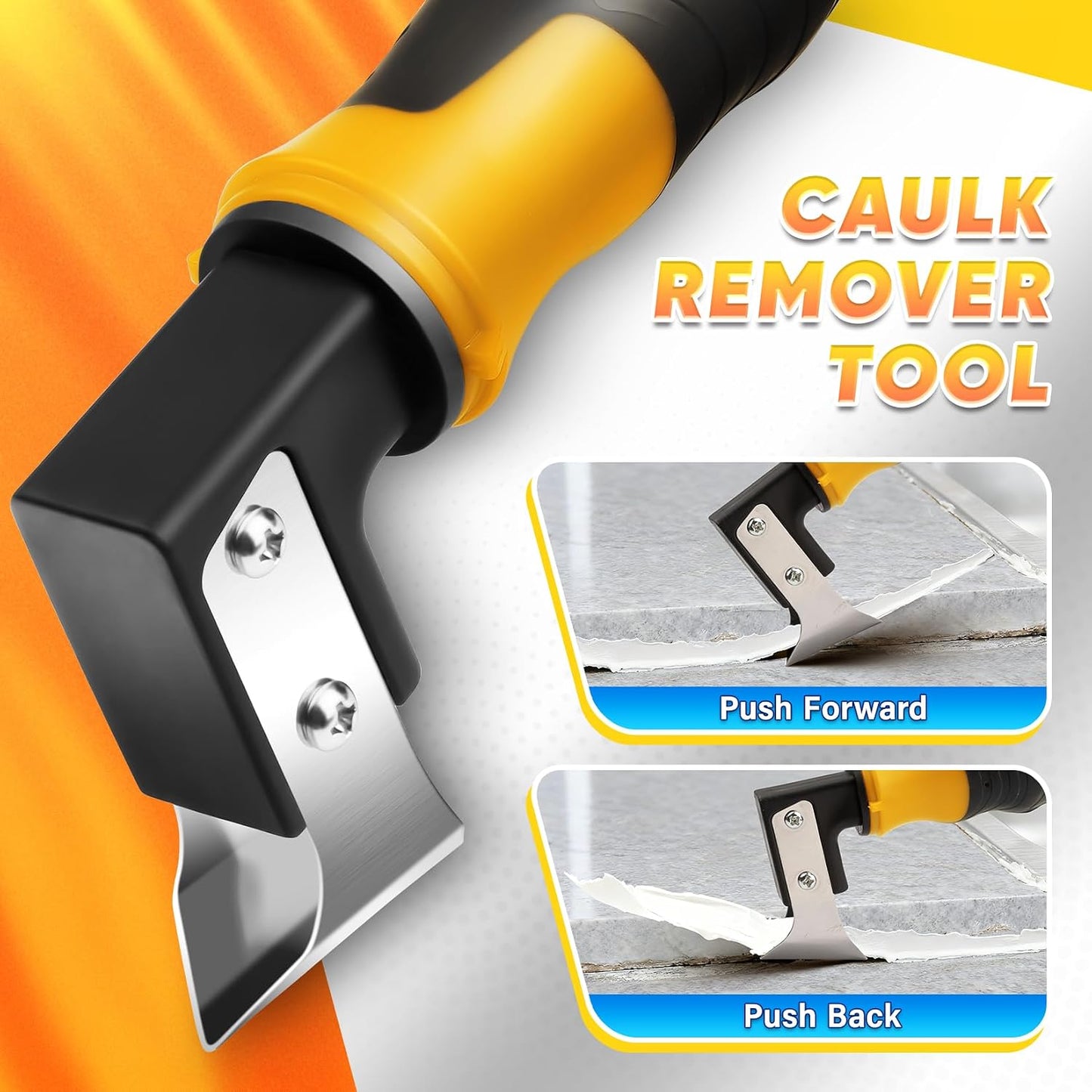 DIYSELF 4-in-1 Caulking Remover Tool, Silicone Caulking Tools for Tile, Red | Bathtub Caulking Tool, Shower Caulk Remover Tool, Razor Scraper for Tile, Grout, Windows & Home Repairs