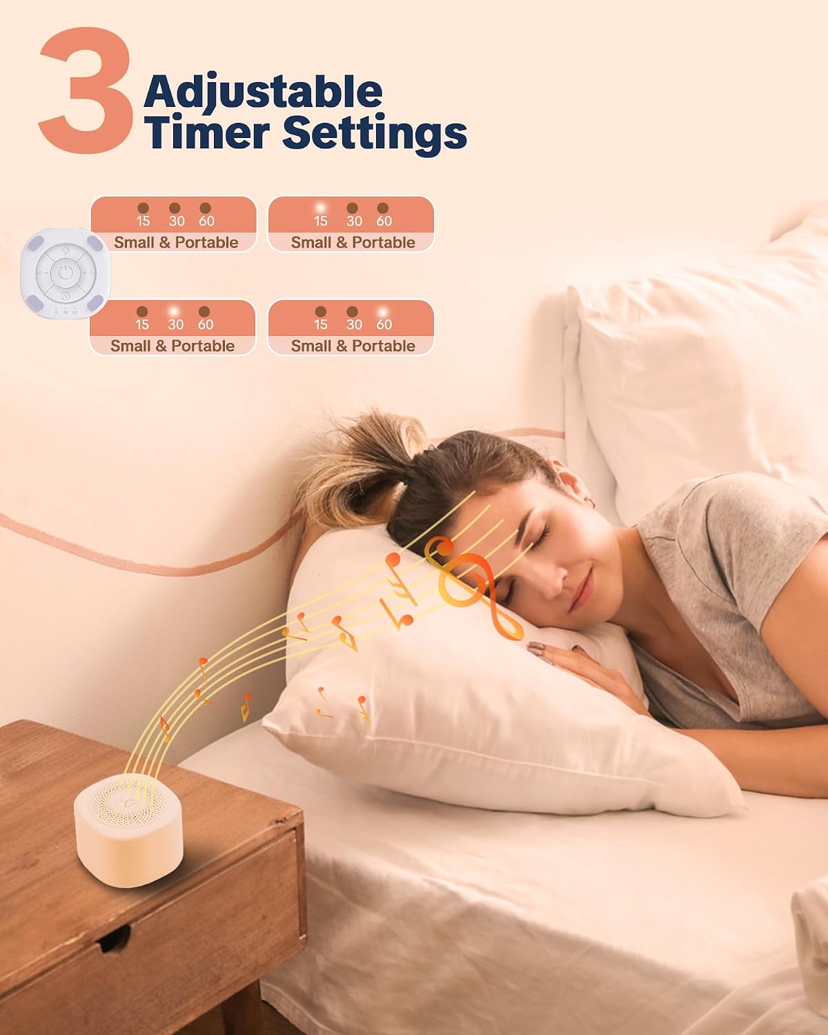 Travel White Noise Sound Machine 20 Sounds, Portable Sound Machine for Adults Sleep, Mini Sleep Aid with Adjustable Volume, 3 Timers, Colorful Night Light, Rechargeable for Baby, Home, Registry Gift