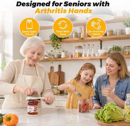 Jar Opener for Seniors with Arthritis & Weak Hands -Csailvoy-Bottle Opener | Stainless Steel 3-Claw Grip 4 in 1 Multi-Purpose Jar Opener, Adjustable 1-3.5 Inch for Jars & Bottle Caps, Open Tight Lids