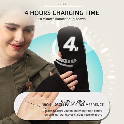 Rechargeable Electric Gloves for Women & Men, Touchscreen Fingerless Gloves for Winter, Heated Hand Warmers