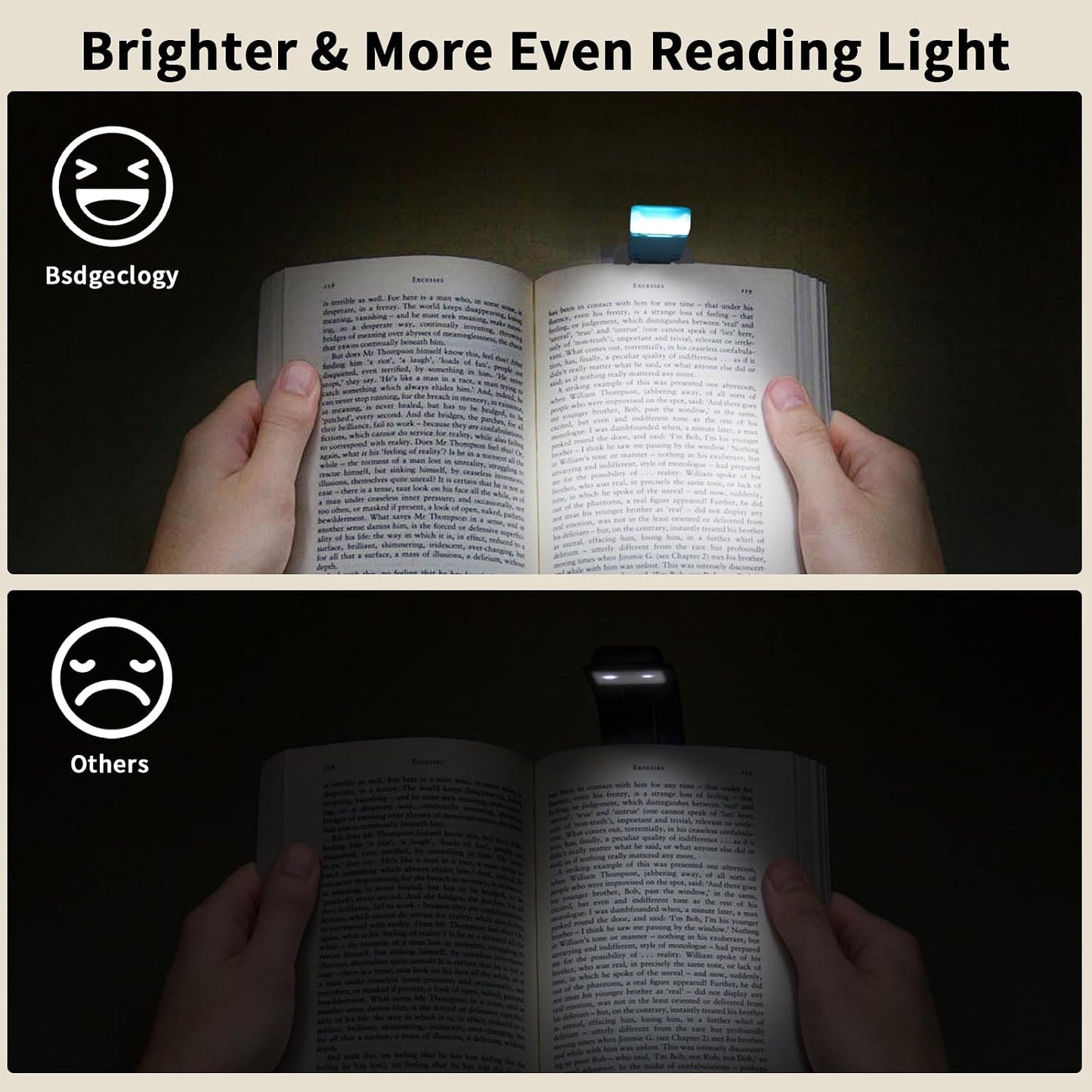 24 Led Rechargeable Book Light for Reading in Bed-Eye Caring 3 Color Temperatures,80 Hrs Runtime Lightweight Clip-On Lamp, Perfect for Kids, Book Lovers, and Student Gifts(Black, Rotating)