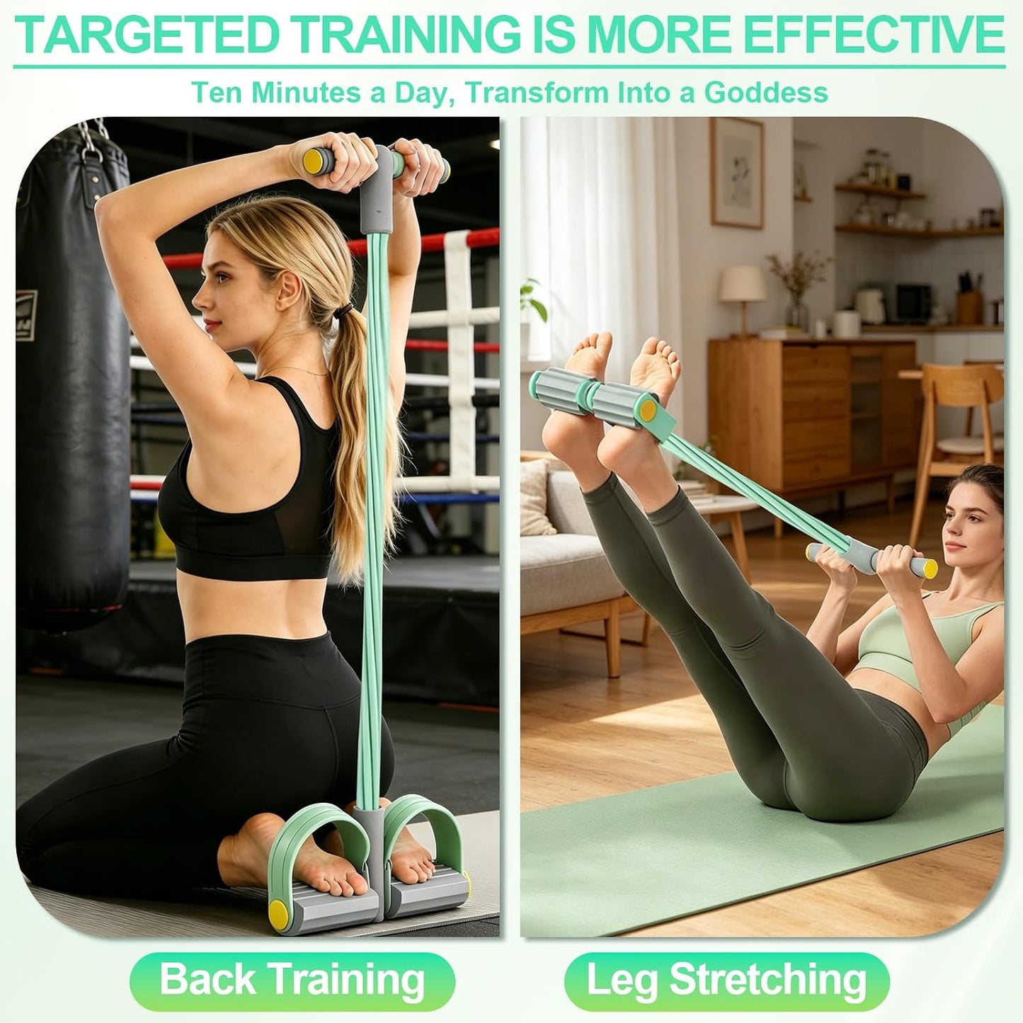 Multifunction Tension Rope, 6-Tube Elastic Yoga Pedal Puller Resistance Band, Natural Latex Tension Rope Fitness Equipment, for Abdomen/Waist/Arm/Leg Stretching Slimming Training