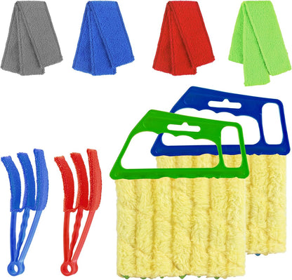 4 Pcs Window Venetian Blind Cleaner Duster Tool Set with 7 Fingers | Washable Microfiber for AC vents, Car Vents, Fans, Louvers. Reusable Design. Includes 4 Extra Cover