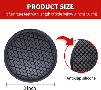 Ezprotekt Non Slip Furniture Pads, 12 Pcs 2" Anti Skid Rubber Furniture Caster Cups, Anti-Slip Furniture Coasters for Hardwood Floors, Anti Slide Floor Protectors for Bed Couch Stoppers (Black)