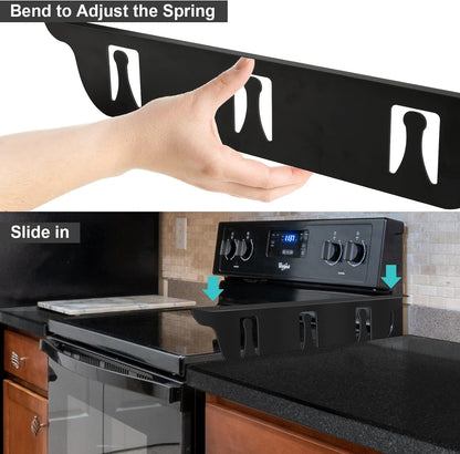 Stove Cover, Stove Guard, Stainless Steel Stove Gap Covers, Heat Resistant & Easy to Clean Stove Counter Gap Cover, Kitchen Stove Counter Gap Cover Eliminates Gap Between Counter & Appliances (2 pcs)