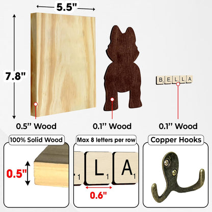 Dog Leash Holder Wall Mount, Pet Harness Hanger with Scrabble Letters, Dog Collar Organizer for Entryway, Memorial Cat Leash Holder for Wall, Pet Loss Gifts, Keepsake, Home Decor PF212-NAT