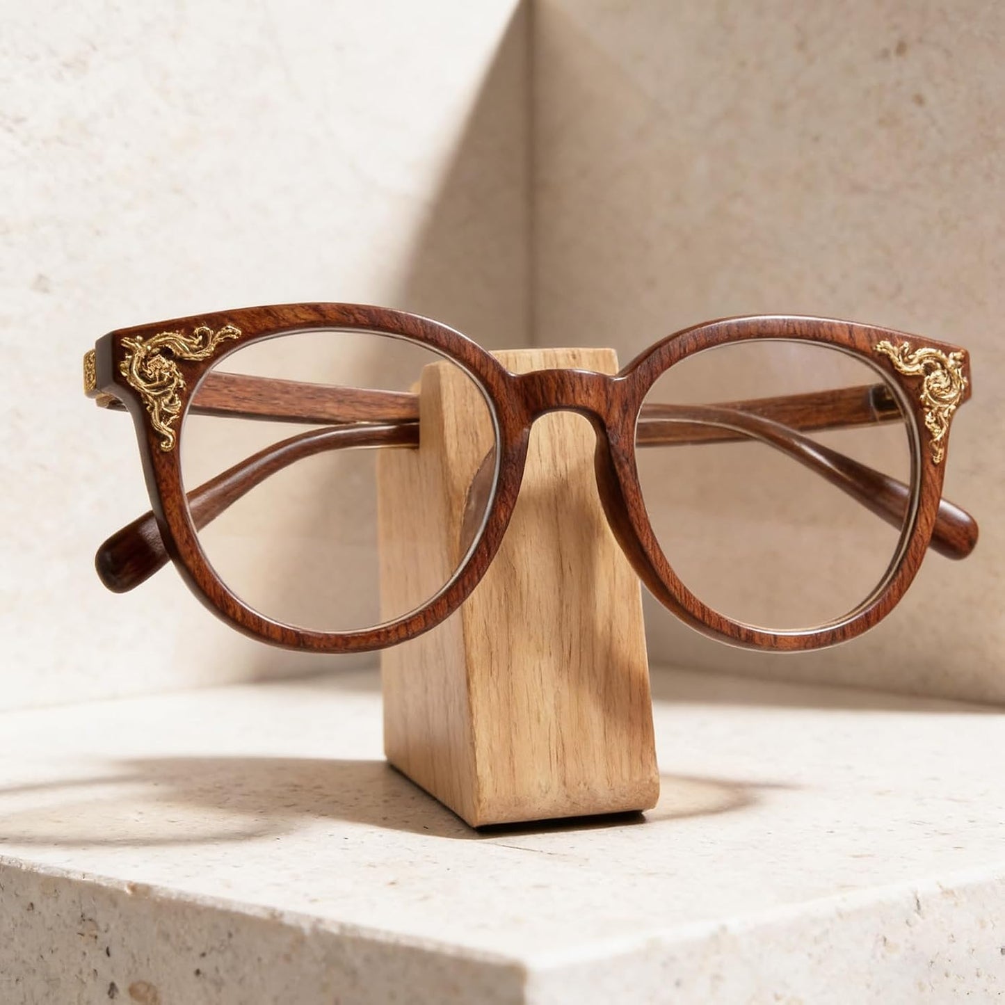 Wood Eyeglass Holder Stand for Nightstand, Glasses Organizer
