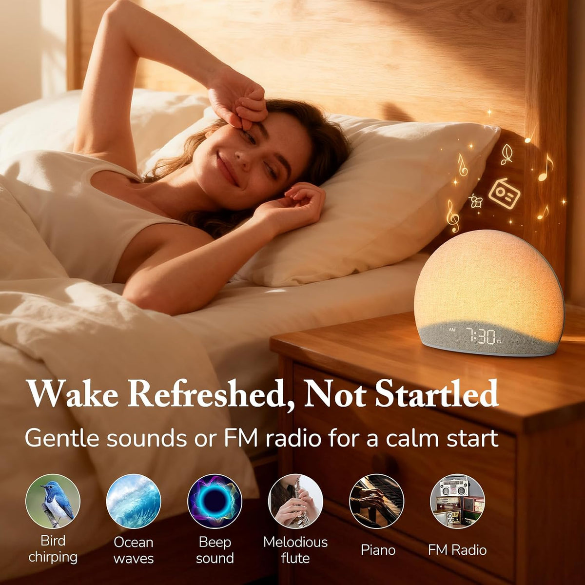 HOUSBAY Sunrise Alarm Clock with Bluetooth Speaker & Radio